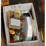 BOX WITH COSTUME JEWELLERY, VARIOUS DISHES, DECORATIVE PLATES & GENERAL BRIC-A-BRAC
