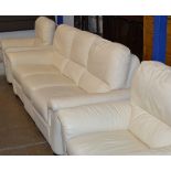 MODERN 3 PIECE CREAM LEATHER LOUNGE SUITE