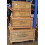 SET OF 4 MATCHING WOODEN BLANKET BOXES