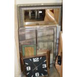 WALL MIRROR, WALL CLOCK & VARIOUS PICTURES