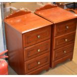 PAIR OF REPRODUCTION MAHOGANY 3 DRAWER BEDSIDE CHESTS