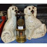 ECCLES MINERS LAMP & PAIR OF WALLY DOGS