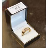 9 CARAT GOLD HEAVY GAUGE GENTS DIAMOND CHIP RING WITH BOX - APPROXIMATE WEIGHT = 7 GRAMS