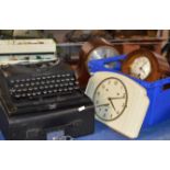 VINTAGE TYPEWRITER & VARIOUS CLOCKS