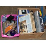 2 BOXES WITH MASONIC SASH, OLD SCARF, FISHING REEL, VARIOUS FISHING BOOKS & MAGAZINES, CIGARETTE