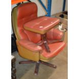 MODERN 2 TONE LEATHER EASY CHAIR WITH MATCHING FOOT STOOL