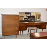 3 PIECE BEDROOM SET COMPRISING 5 DRAWER CHEST, DRESSING TABLE & STOOL