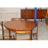 6 PIECE MID CENTURY TEAK DINING ROOM SUITE COMPRISING SIDEBOARD, TABLE & 4 CHAIRS