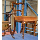 MAHOGANY WINE TABLE & MAHOGANY PADDED CHAIR