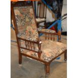 VICTORIAN OAK FRAMED ARM CHAIR