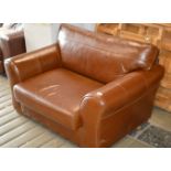 BROWN LEATHER SINGLE CHAIR / BED SETTEE