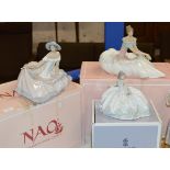 LARGE LLADRO FIGURINE WITH BOX & 2 LARGE NAO FIGURINES WITH BOXES