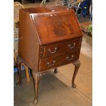 REPRODUCTION MAHOGANY WRITING BUREAU OVER 2 DRAWERS