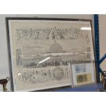 LARGE FRAMED PRINT - THE GREAT EXHIBITION OF THE INDUSTRY OF ALL NATIONS & FRAMED BANK NOTE DISPLAY