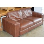 MODERN BROWN LEATHER 2 SEATER SETTEE