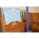 AMERICAN REPRODUCTION MAHOGANY STAINED BEDROOM SUITE COMPRISING BED FRAME, MATTRESS, CHEST ON CHEST,