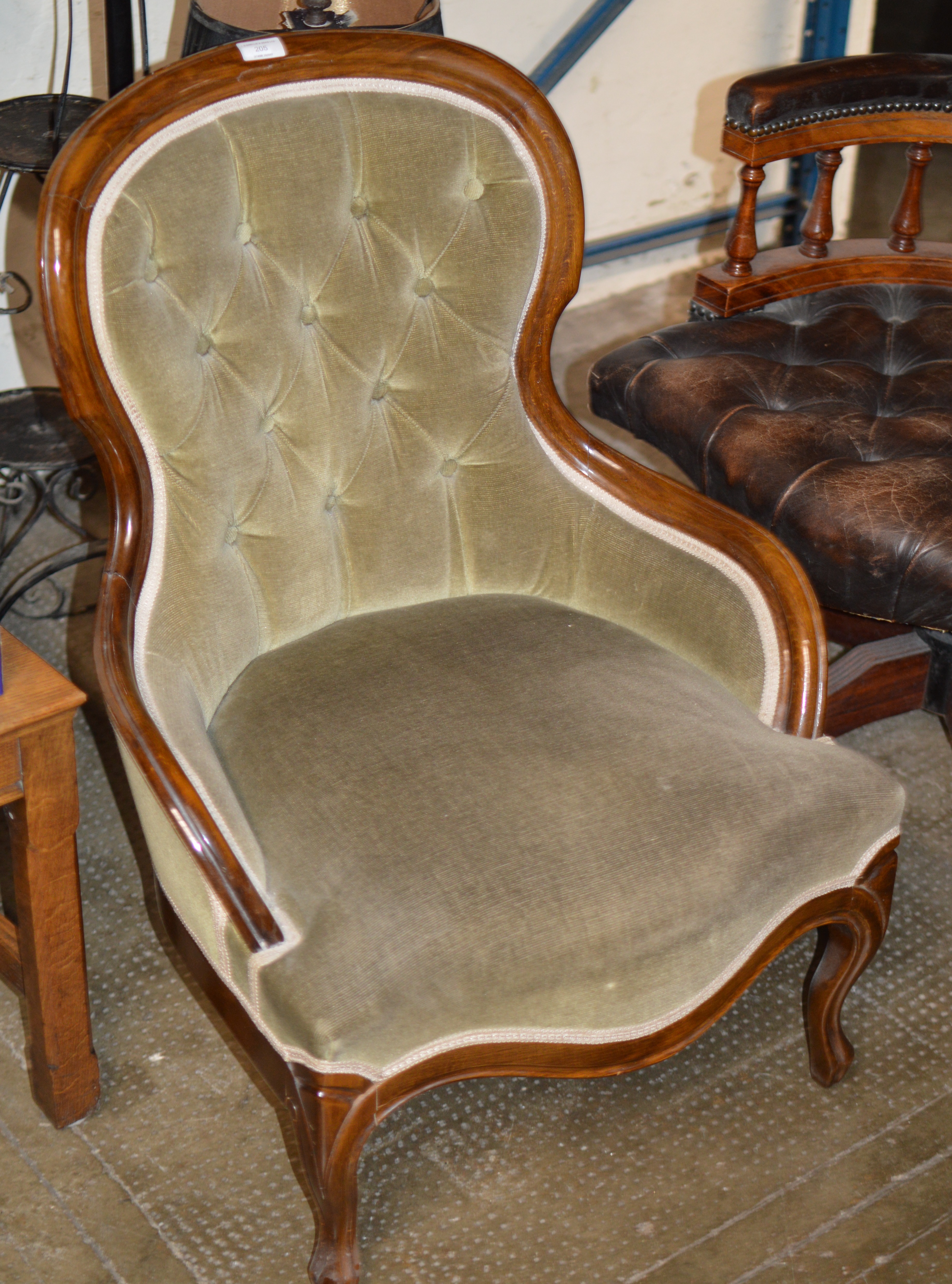 MAHOGANY FRAMED SPOON BACK CHAIR