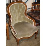 MAHOGANY FRAMED SPOON BACK CHAIR