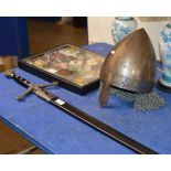 DECORATIVE SWORD & KNIGHTS HELMET