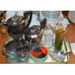 4 PIECE WALKER & HALL EP TEA SERVICE, WHITEFRIARS STYLE VASE, LLADRO FIGURINE, POOLE POTTERY DISH