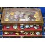 3 DRAWER DISPLAY CASE WITH VARIOUS POCKET WATCHES