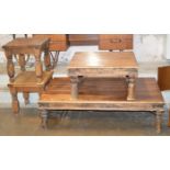 2 MATCHING RUSTIC STYLE COFFEE TABLES & 2 SIMILAR SIDE TABLES