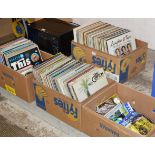 3 BOXES WITH QUANTITY LP RECORDS & BOX WITH FOOTBALL PROGRAMS