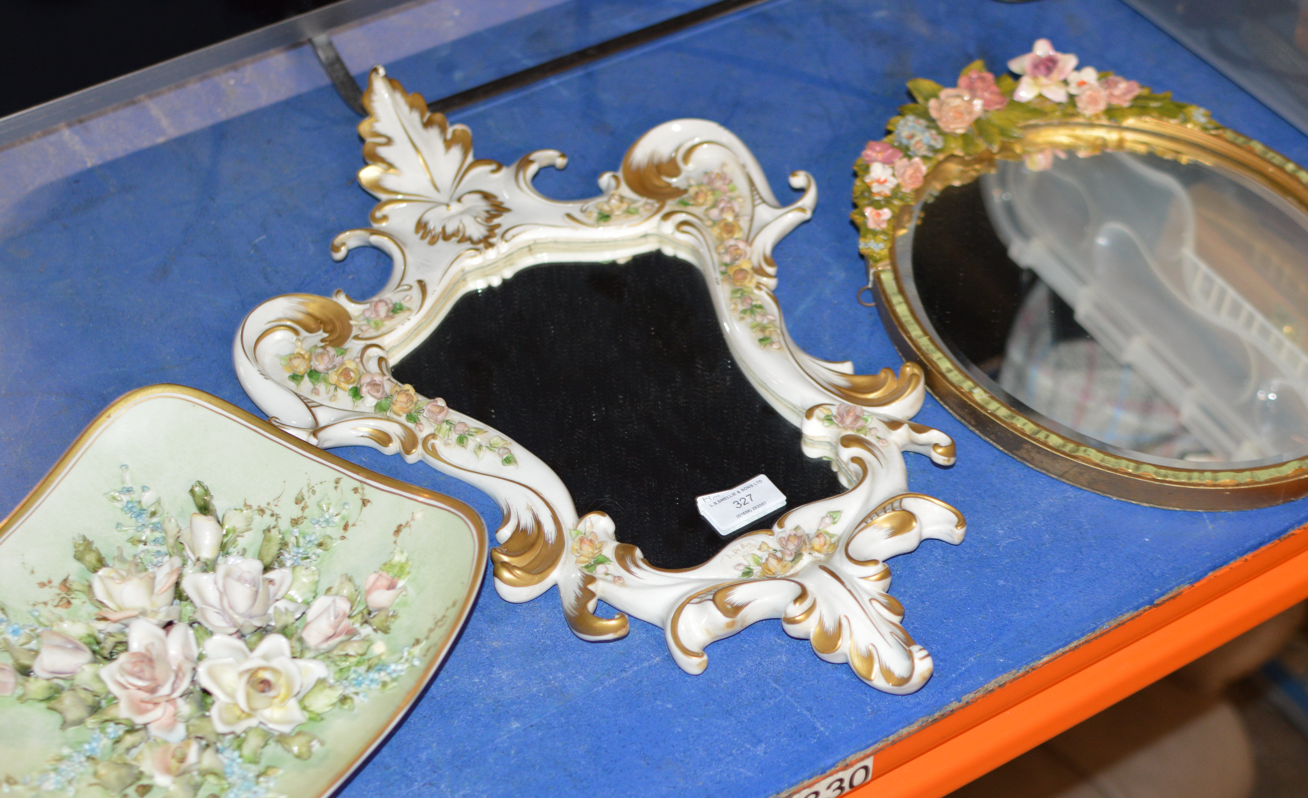 CAPODIMONTE STYLE WALL MIRROR, BARBOLA STYLE MIRROR & CAPODIMONTE STYLE DISH