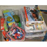 HORNBY TRAIN SET IN BOX & 3 BOXES WITH VARIOUS LEGO, TOYS, GAMES ETC