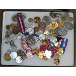 DISPLAY CASE WITH VARIOUS MEDALS & MEDALLIONS
