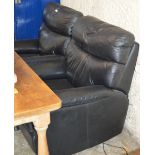 PAIR OF MODERN BLACK LEATHER ARM CHAIRS