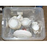 BOX WITH QUANTITY VARIOUS TEA WARE & CRYSTAL WARE