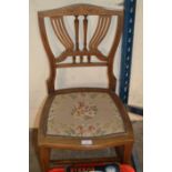 INLAID MAHOGANY SINGLE CHAIR WITH TAPESTRY SEAT