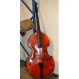DOUBLE BASS INSTRUMENT WITH BRASS FITTINGS & CARRY CASE - USED BY WILLIAM BAIN (BILL BAIN) IN THE