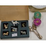 VARIOUS BOXED WADE WHIMSIES & 3 VICTORIAN SILVER TEASPOONS