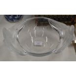 LARGE LALIQUE GLASS DOUBLE HANDLED BOWL