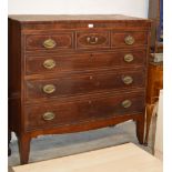 VICTORIAN INLAID MAHOGANY 3 OVER 3 CHEST OF DRAWERS