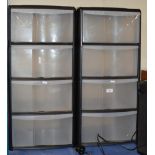 PAIR OF PLASTIC 4 DRAWER STORAGE TOWERS