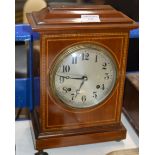 INLAID MAHOGANY STRIKING MANTLE CLOCK