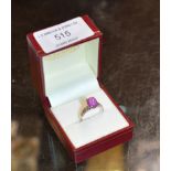 PINK CABOCHON SAPPHIRE RING ON 18K WHITE GOLD BAND