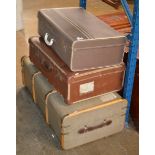 VINTAGE TRUNK & 2 VINTAGE CASES