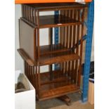 OAK REVOLVING BOOKCASE WITH READING SHELF