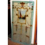 60½" X 31½" DECORATIVE ART NOUVEAU GLASS PANEL