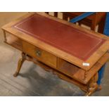 MAHOGANY SOFA STYLE TABLE WITH LEATHER TOP