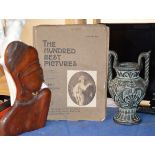 AFRICAN WOODEN BUST, URN & 2 PICTURE BOOKS