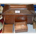 MARQUETRY WORK BOX & VICTORIAN ROSEWOOD TEA CADDY