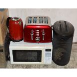 PANASONIC MICROWAVE, JUG KETTLE, 4 SLICE TOASTER & PAPER SHREDDER