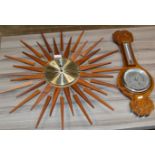 RETRO STARBURST WALL CLOCK & COMBINATION BAROMETER