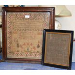 2 OLD FRAMED SEWN SAMPLERS