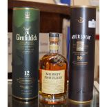TRIPLE WHISKY SELECTION COMPRISING GLENFIDDICH 12 YEAR OLD SINGLE MALT - 40% VOL, 70CL, WITH BOX,